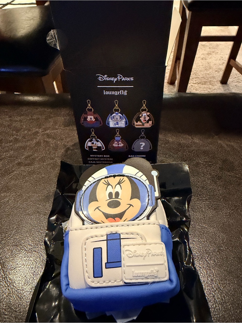 Disney Parks Loungefly Blue Minnie Mouse Space Mountain Bag Charm Keychain
